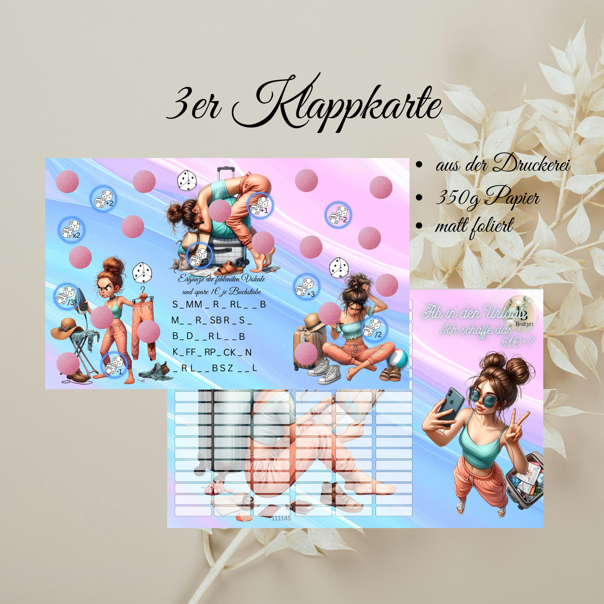 Ab in den Urlaub 3er Klappkarte