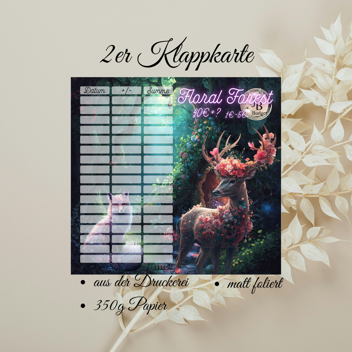 Floral Forest Sparchallenge 2er Klappkarte